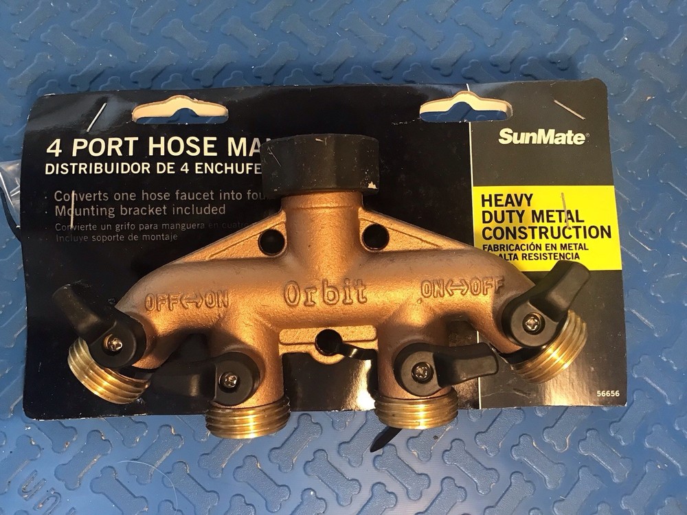 Orbit SunMate 56656 Brass Faucet 4-port Manifold NEW