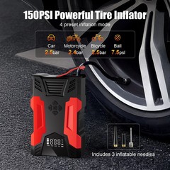 Car Jump Starter, 4000A Peak 30000Mah 150PSI Tire Inflator Digital Display LED
