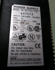 APS AC Power Adapter AD-740U-1138 Input 100-240V 50-60Hz 1A Output 13.8V 2.8A