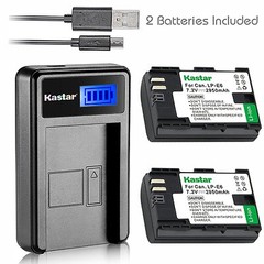 LPE6 Battery & LCD SLIM Charger for Canon EOS 6D,7D,7D Mark II,60D, 60Da, 70D,XC