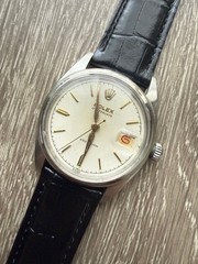 Rolex Watch Oysterdate Precision 6494 White Leather Band Red Black Calendar Rare